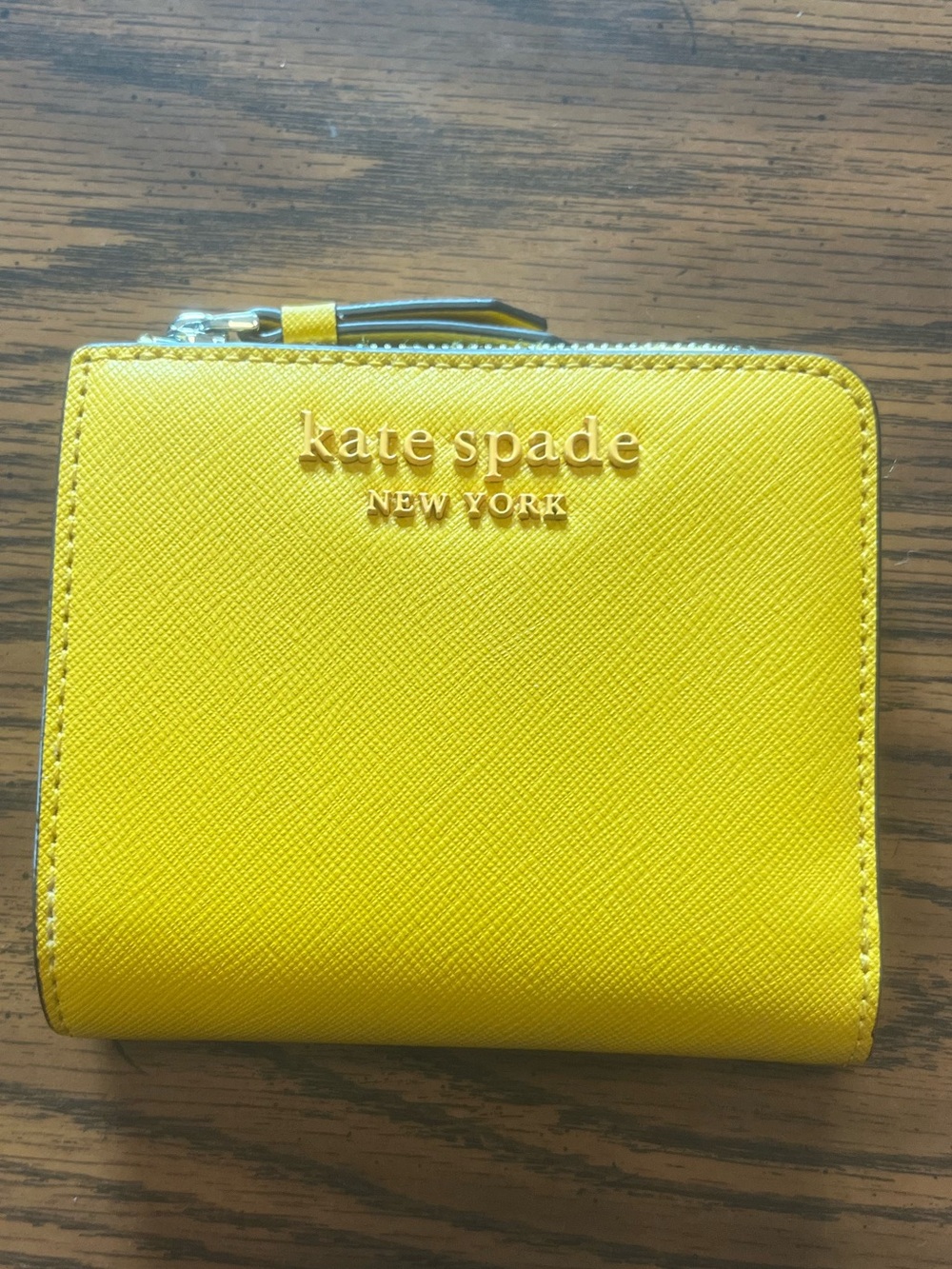 Kate Spade Madison Monochromatic Yellow Wallet with Silver Hardware